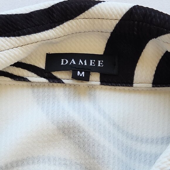 Damee Short Jacket Blazer Black White Geometric Circle Print Art Modern Unique M - Picture 5 of 10